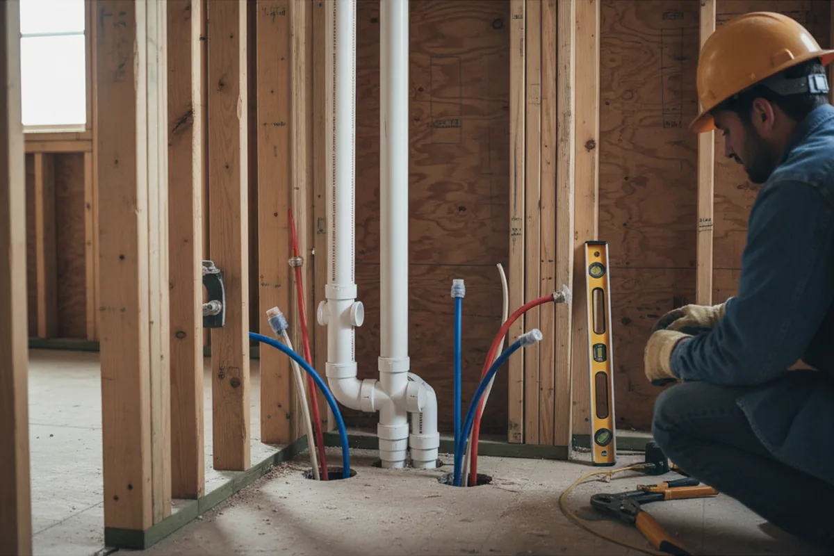 Drain and supply rough-in during Leak Detection in Claysville